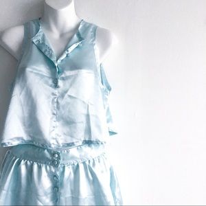 Vintage blue silk lingerie nightwear